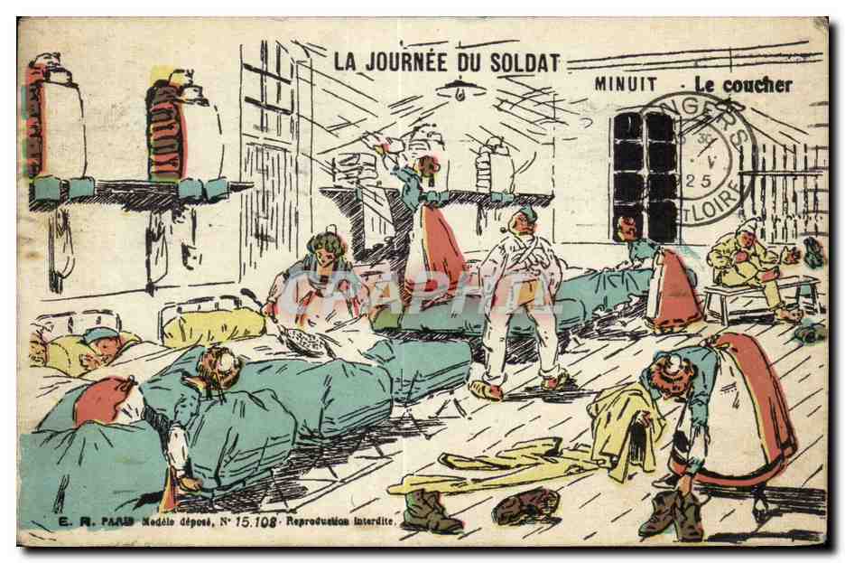 CPA Militaria La journee du soldat Minuit le coucher