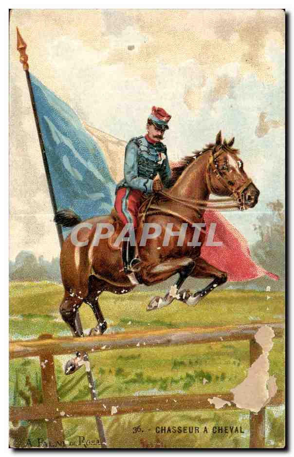 CPA Militaria Chasseur a cheval Horse 