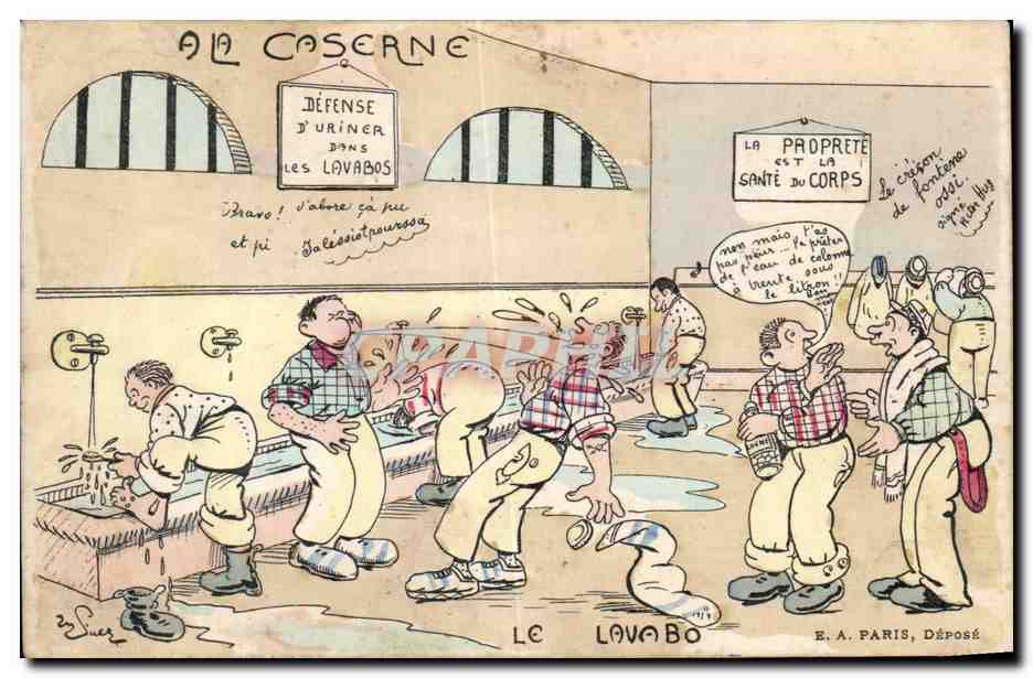 Le Lavabo — Salle de lavage militaire — E.A. Paris, Déposé