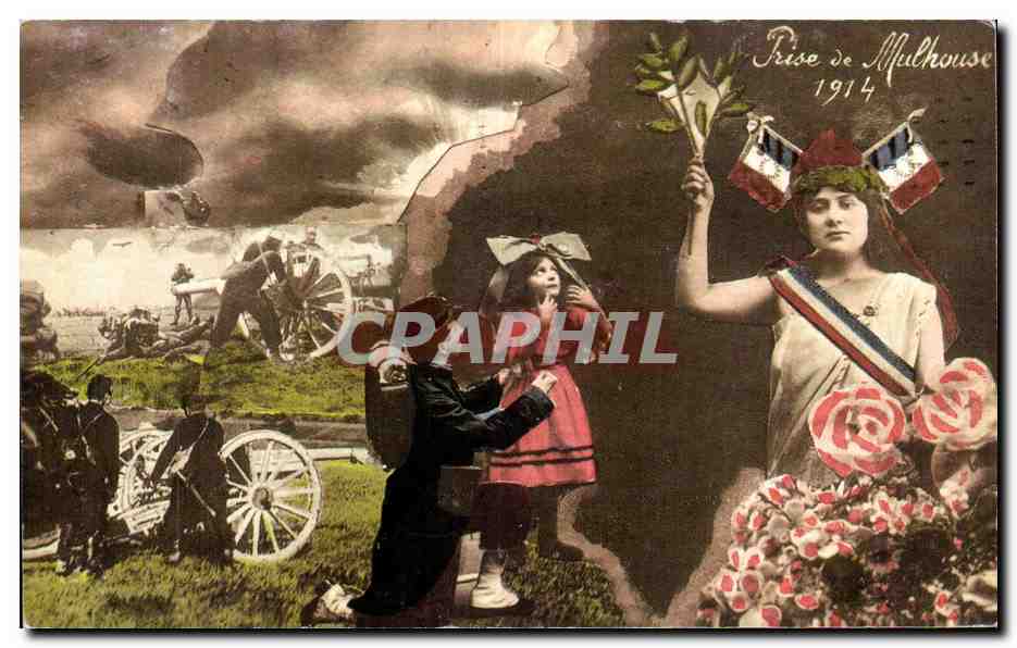 CPA Militaria Prise de Mulhouse 1914