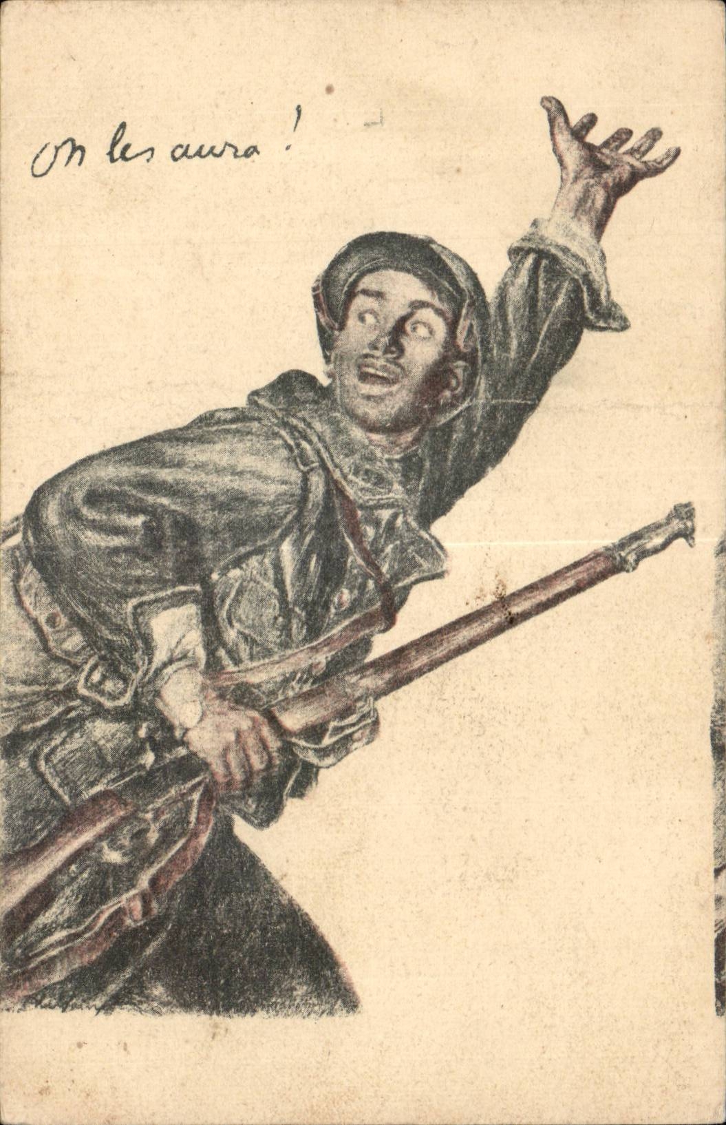 CPA Militaria On les aura Poilu