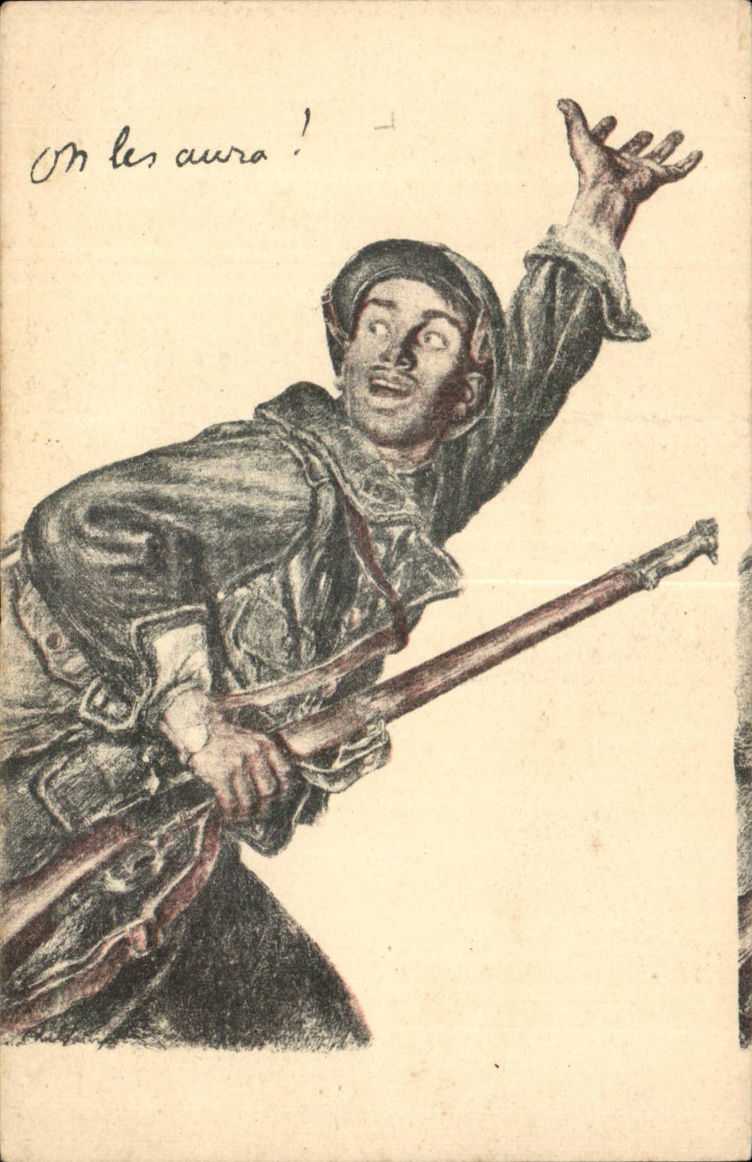 CPA Militaria On les aura Poilu