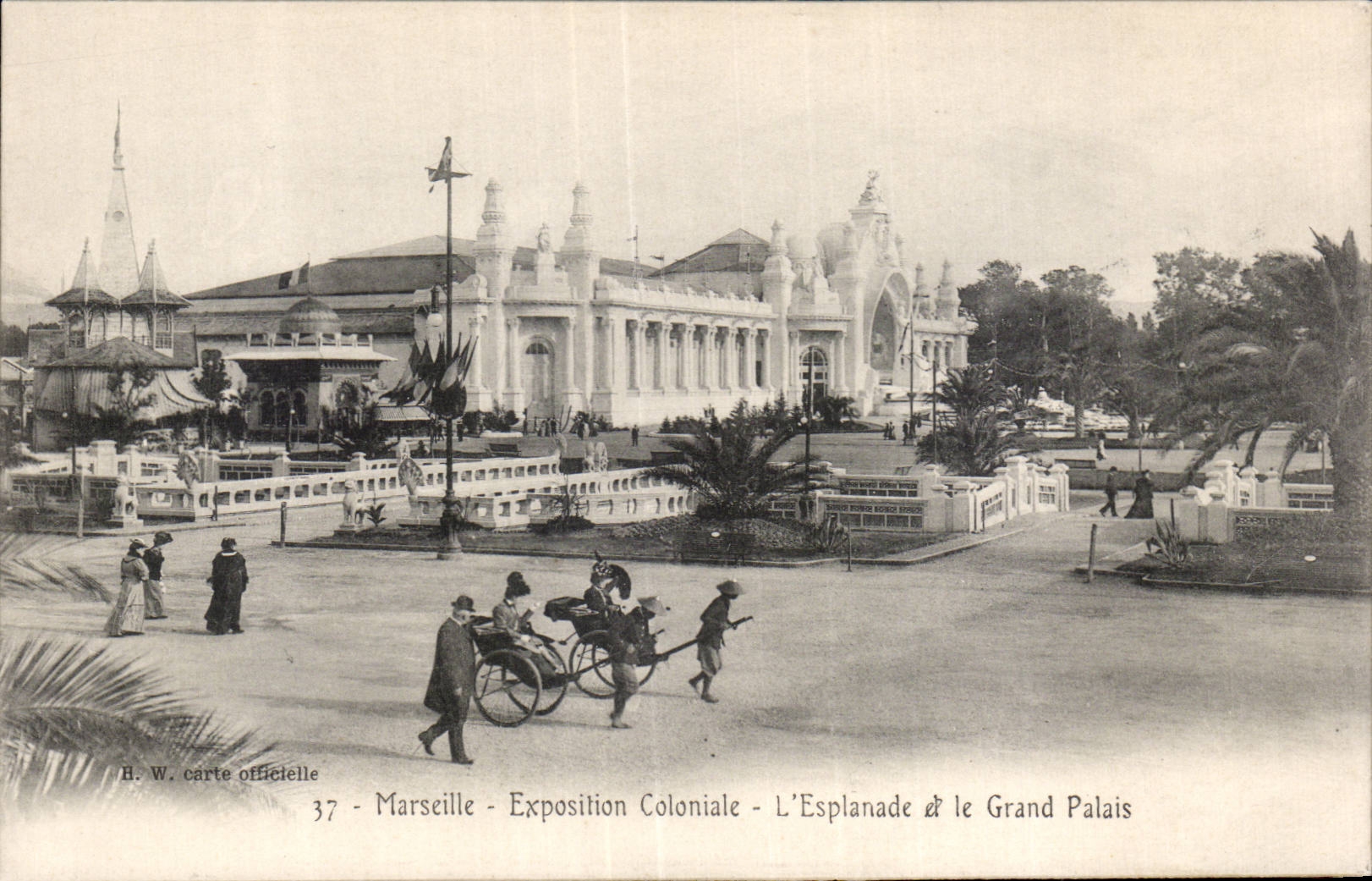 Marseille - Exposition Coloniale - L Esplanade et le Grand Palais - CPA 