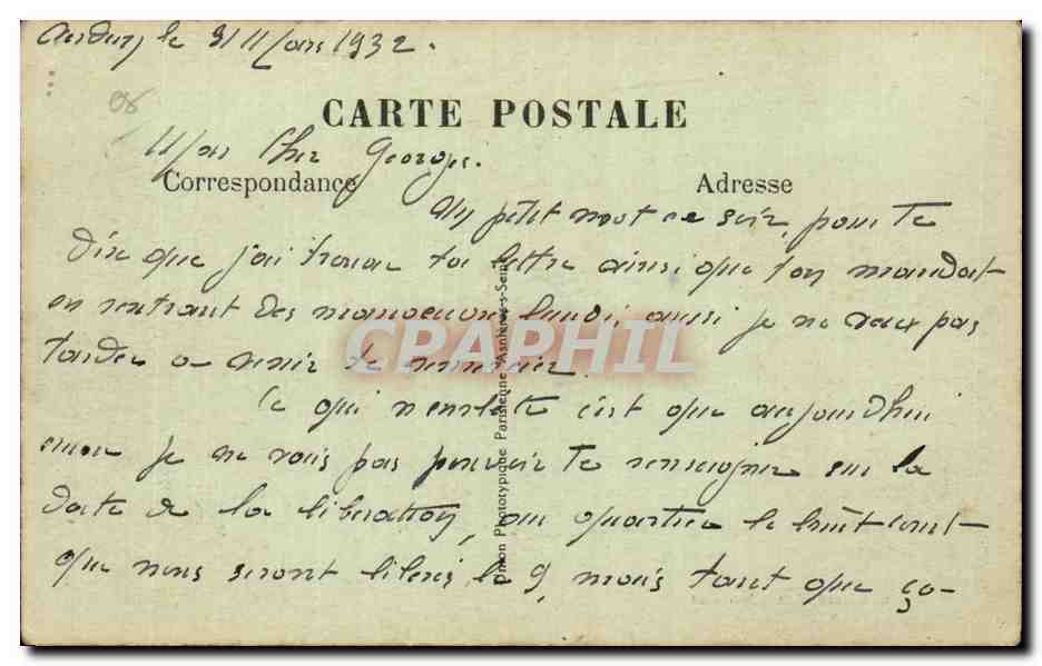 Chaumont Porcien - Rue des Grains - CPA  — Rückseite