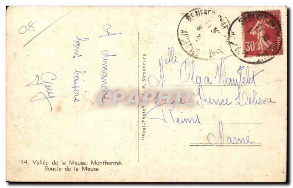 Montherme - Vallee de la Meuse - Boucle de la Meuse - CPA  — Rückseite