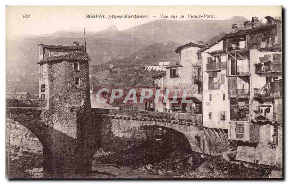 Sospel (Alpes-Maritimes) — Vue sur le Vieux-Pont — n° 847