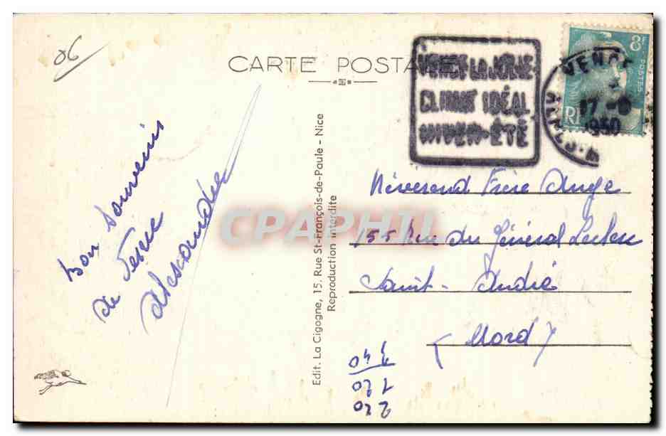 Vence - Vue sur la Vieille Ville - CPA  — Rückseite