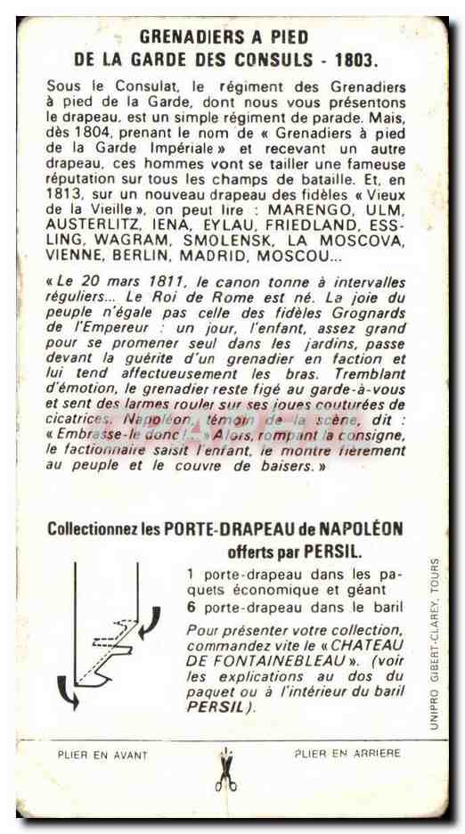 Image Grenadiers a pied de la garde des consuls 1803 Militaria Soldats  — Verso