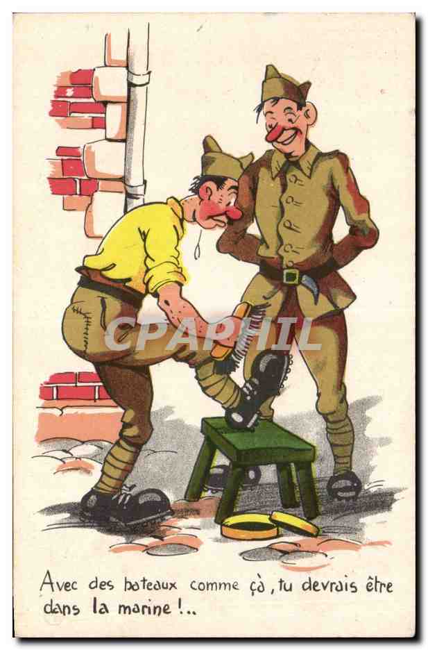 Soldat et marin — caricature militaire — CPAPHIL 100/9