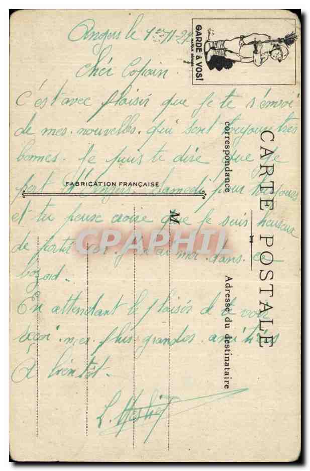CPA Militaria Humour Service en ville  — Verso