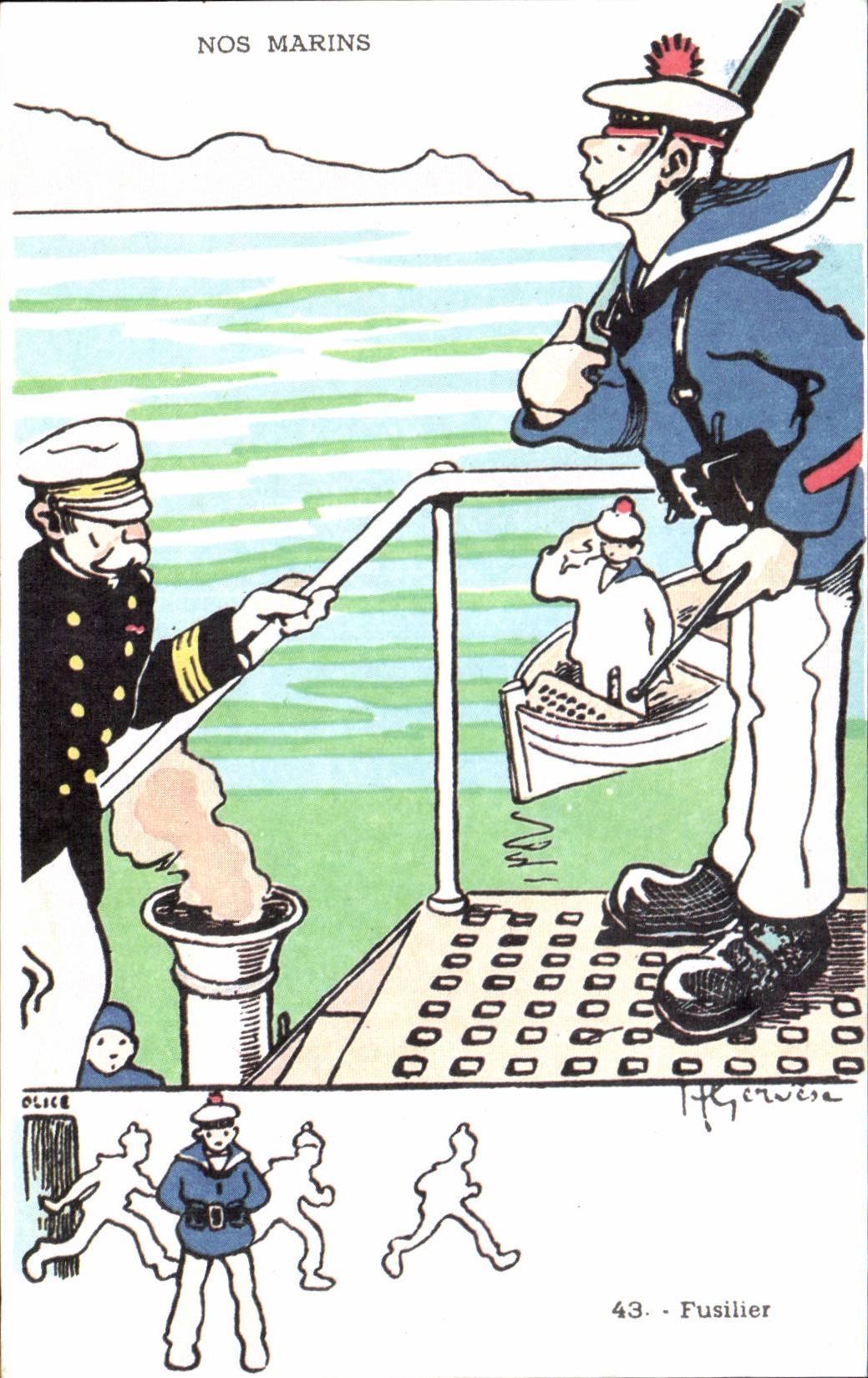 CPA Militaria Humour Gervese Fusilier Nos marins 