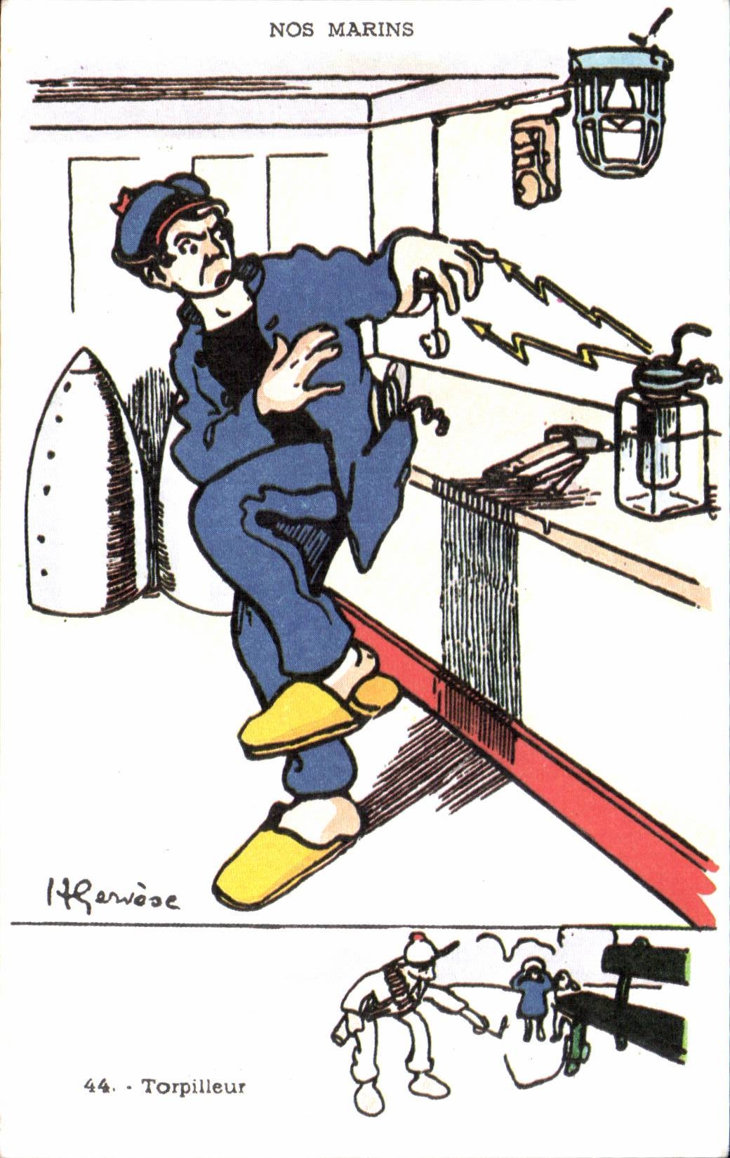CPSM Militaria Humour Gervese Torpilleur Nos marins 