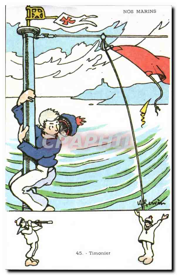 CPSM Militaria Humour Gervese Timonier Nos marins 