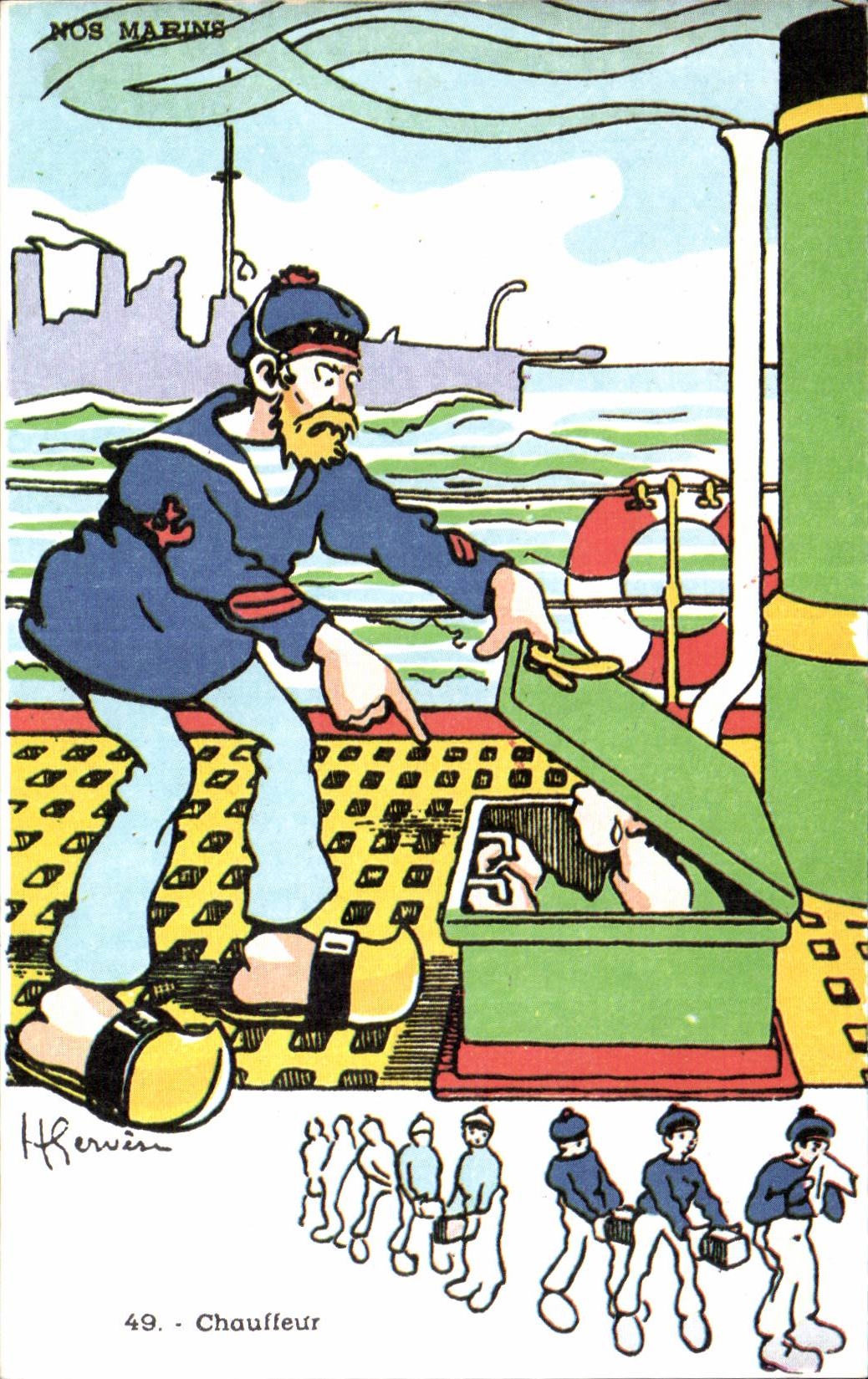 CPSM Militaria Humour Gervese Chauffeur Nos marins 
