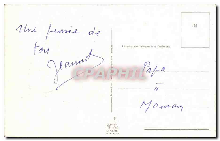 Soldado tocando la guitarra — caricatura — Jean Marc, editor R. Hamel, n°185 — Reverso