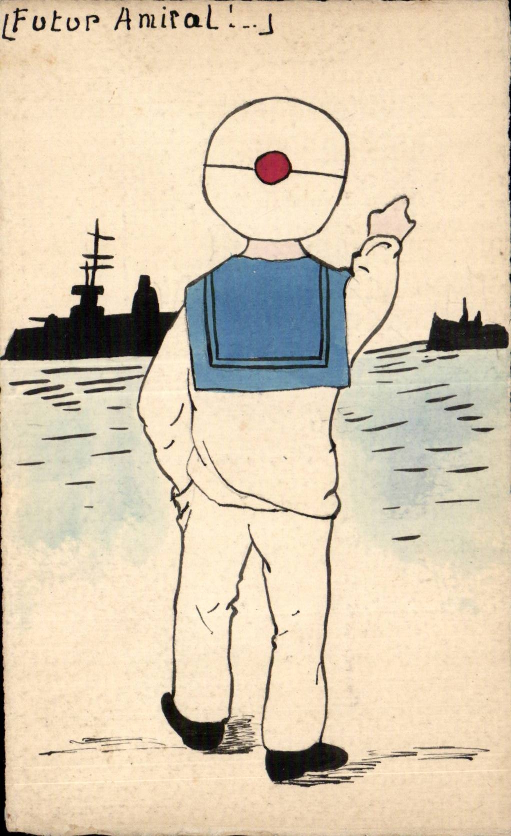 CPA Militaria Humour Futur amiral