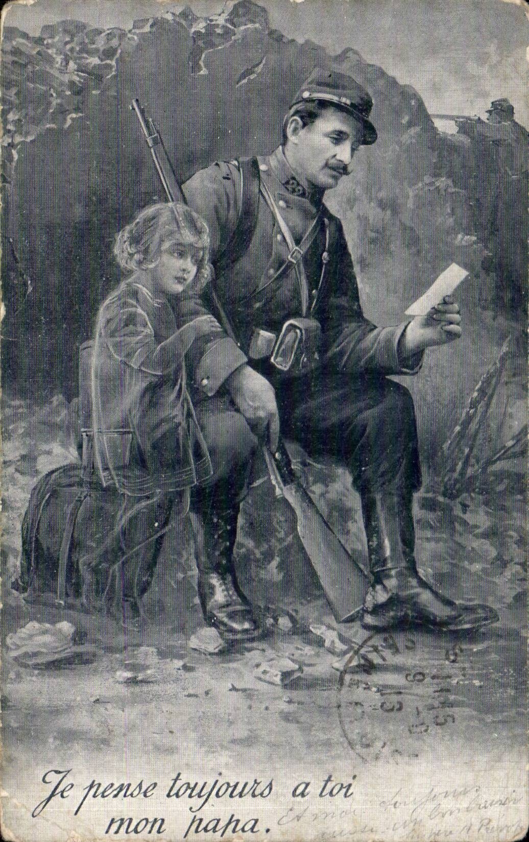 CPA Militaria Je pense toujours a toi mon papa 