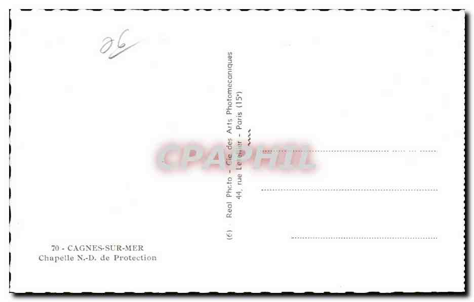 Cagnes sur Mer - Chapelle Notre Dame de la Protection - CPA  — Verso