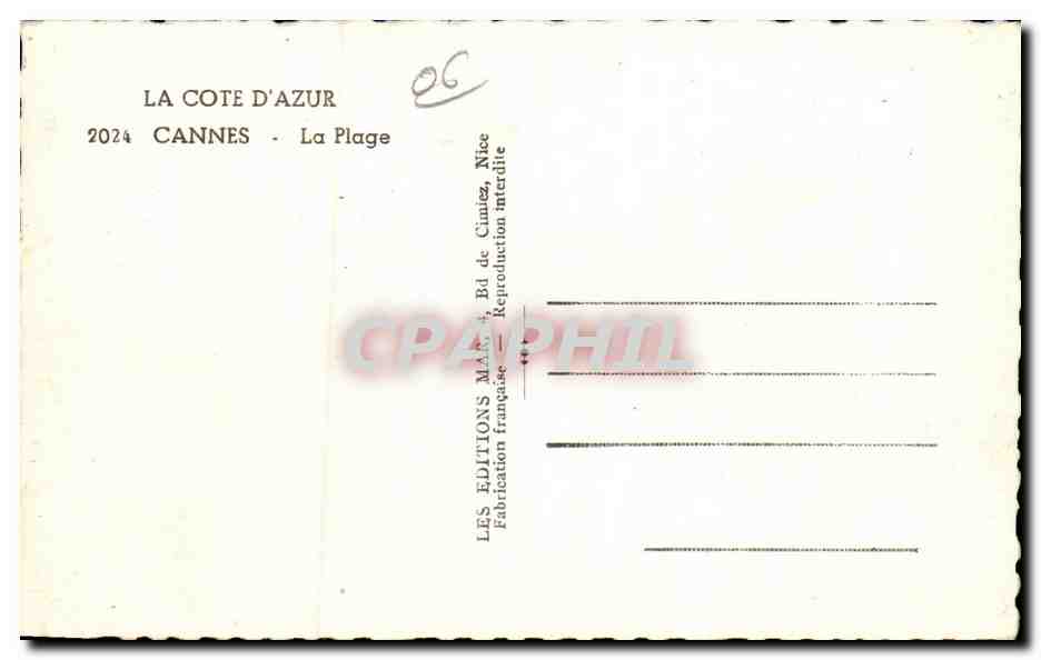 Cannes - La Plage - CPA  — Rückseite