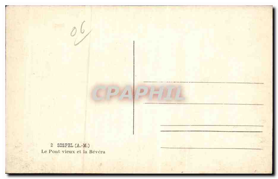 Sospel - Le Pont Vieux - La Bevera - CPA  — Rückseite