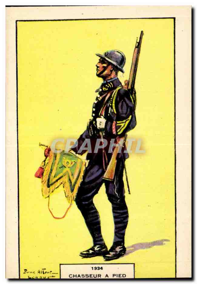 CPA Fantaisie Militaria Chasseur a pied 1934 Uniforme