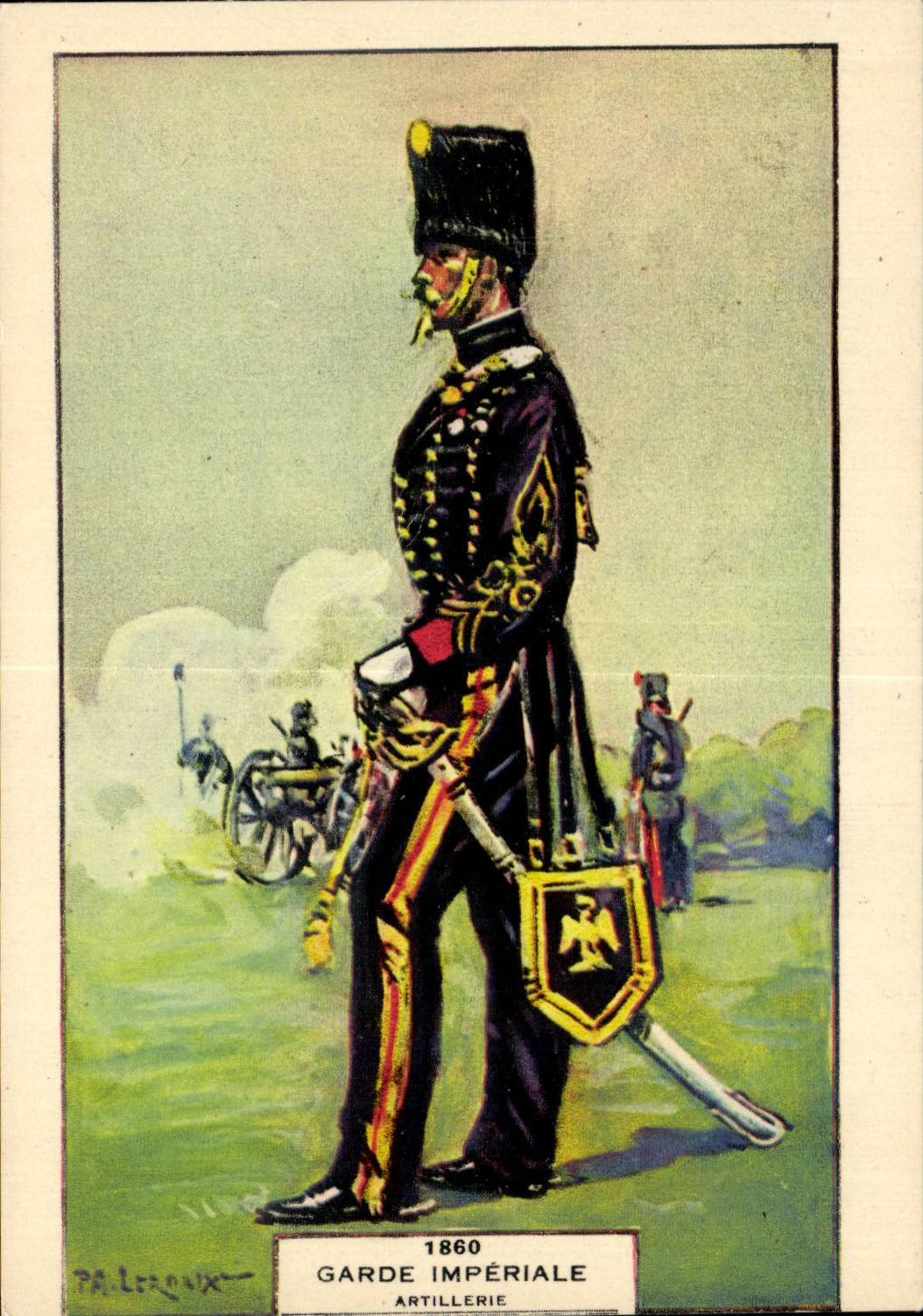 CPA Fantaisie Militaria Garde imperiale 1860 Artillerie Uniforme