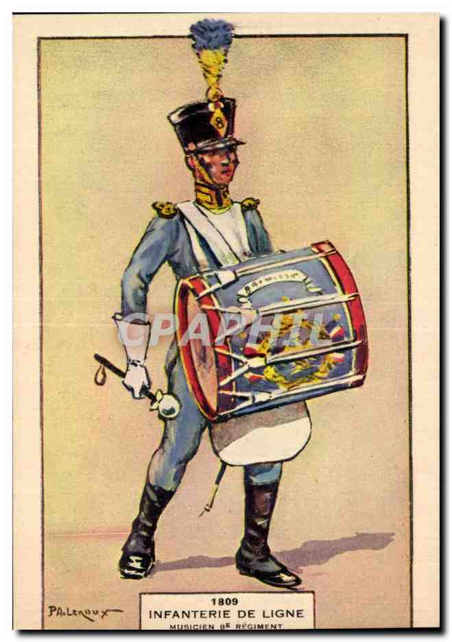 CPA Fantaisie Militaria Infanterie de ligne 1809 Musicien 8eme regiment Uniforme