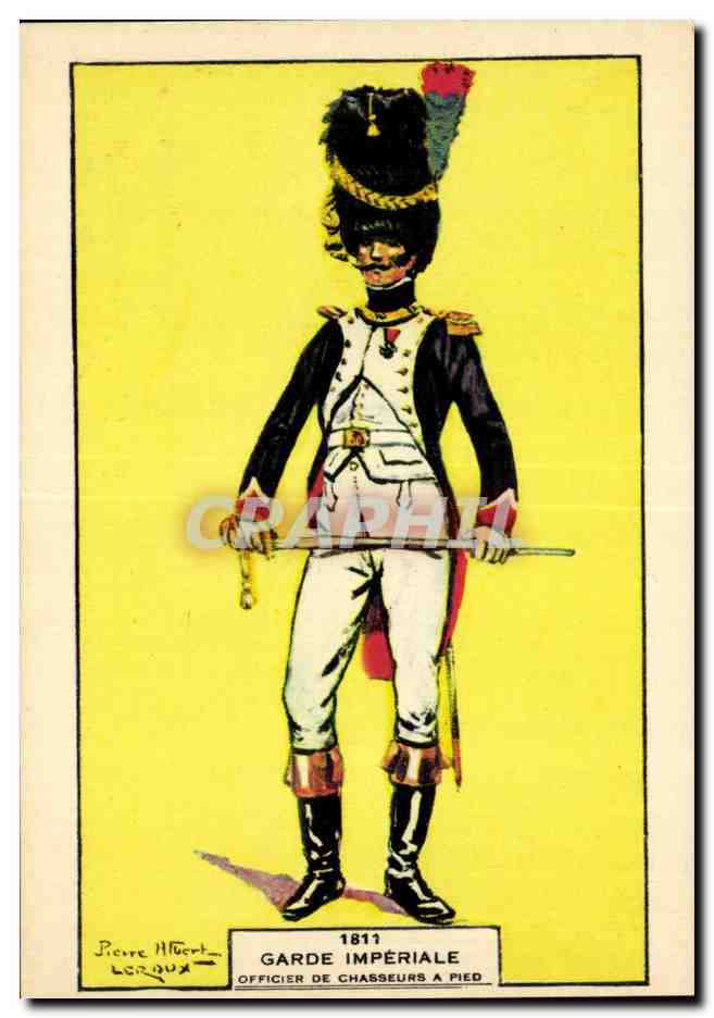 CPA Fantaisie Militaria Garde imperiale 1811 Officier de chasseurs a pied Uniforme