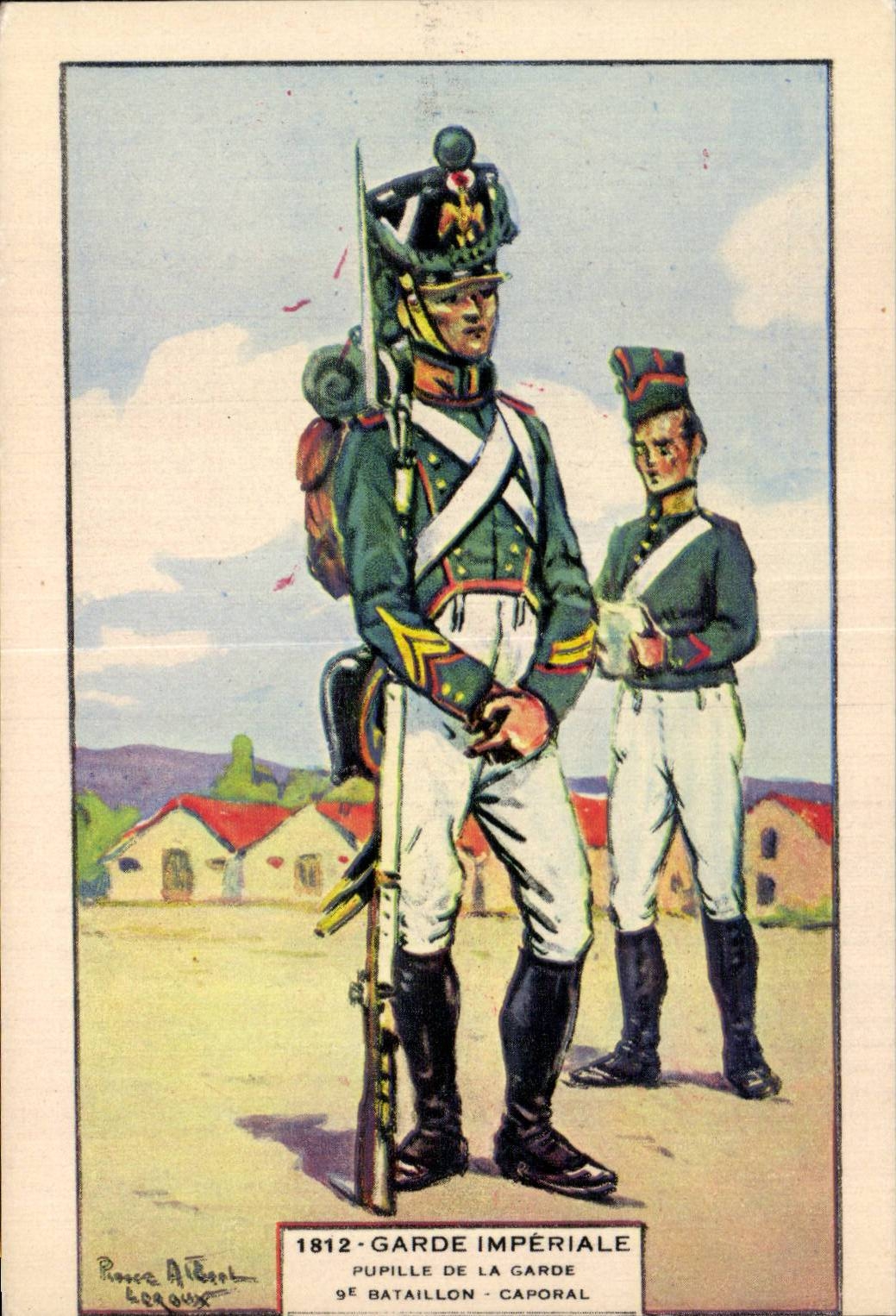CPA Fantaisie Militaria Garde imperiale 1812 Pupille de la garde 9eme bataillon caporal Uniforme