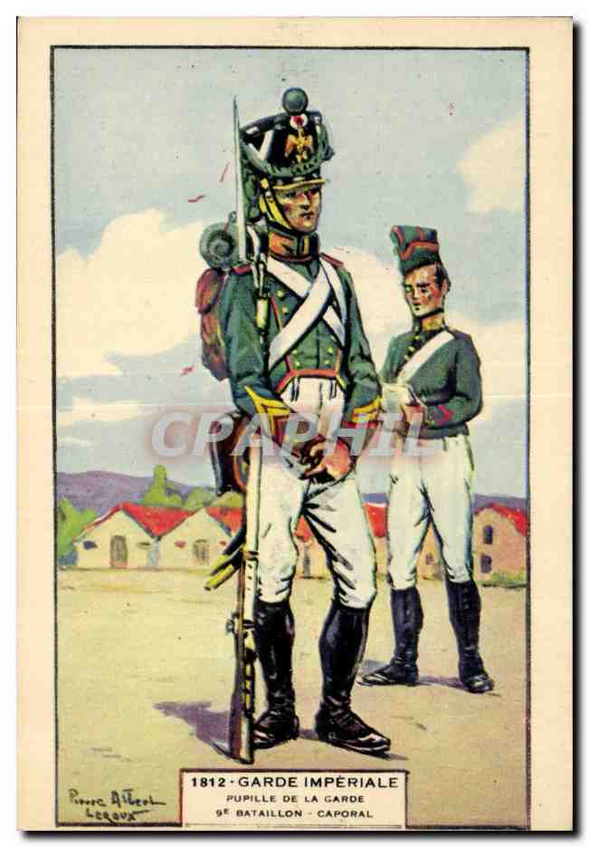 CPA Fantaisie Militaria Garde imperiale 1812 Pupille de la garde 9eme bataillon Caporal Uniforme
