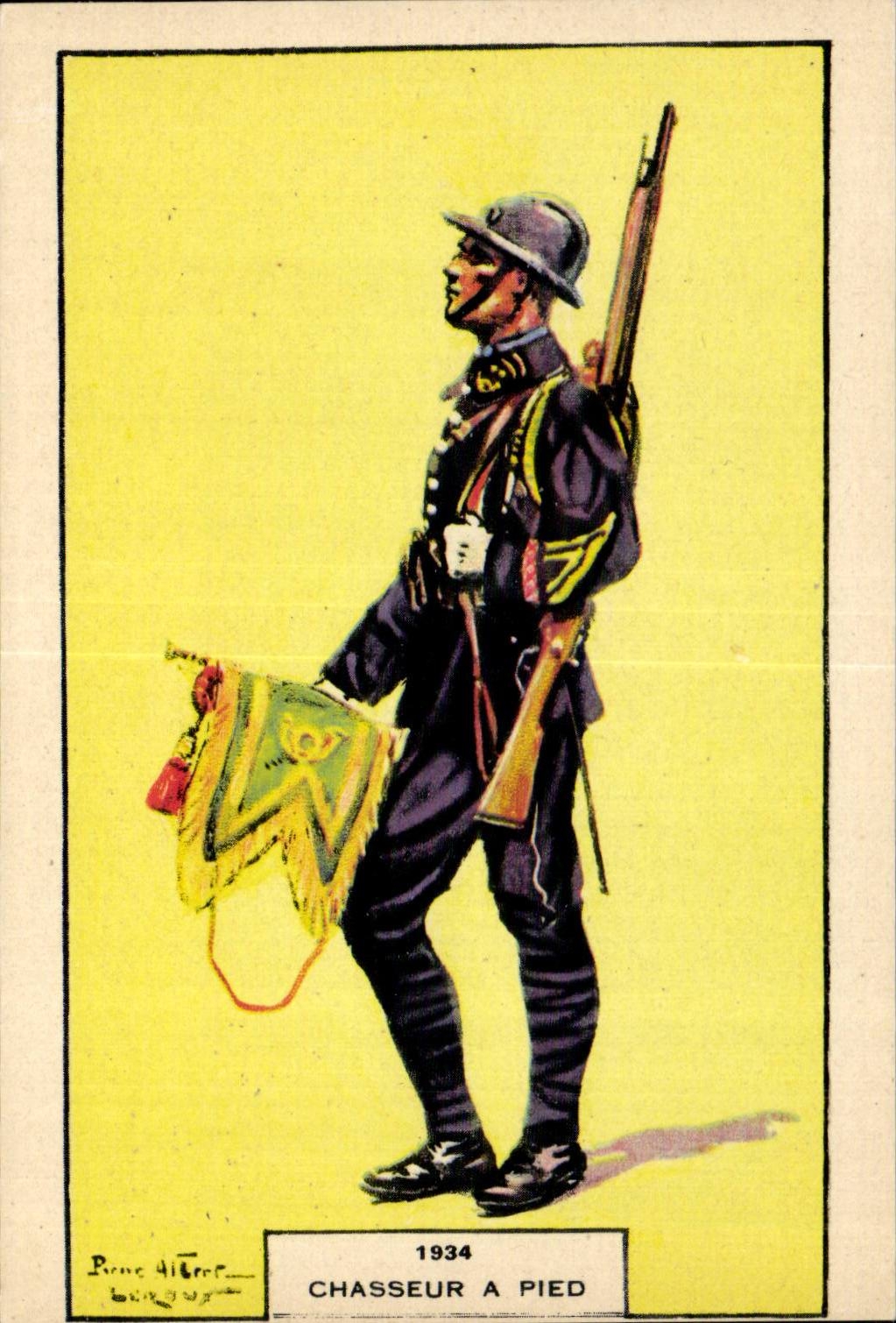CPA Fantaisie Militaria 1934 Chasseur a pied Uniforme