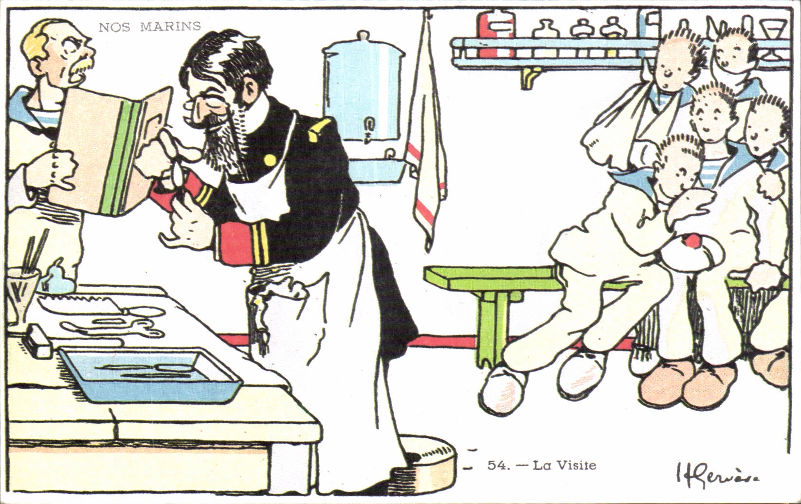 CPSM Fantaisie Militaria Gervese La vsiite Marins Illustrateur