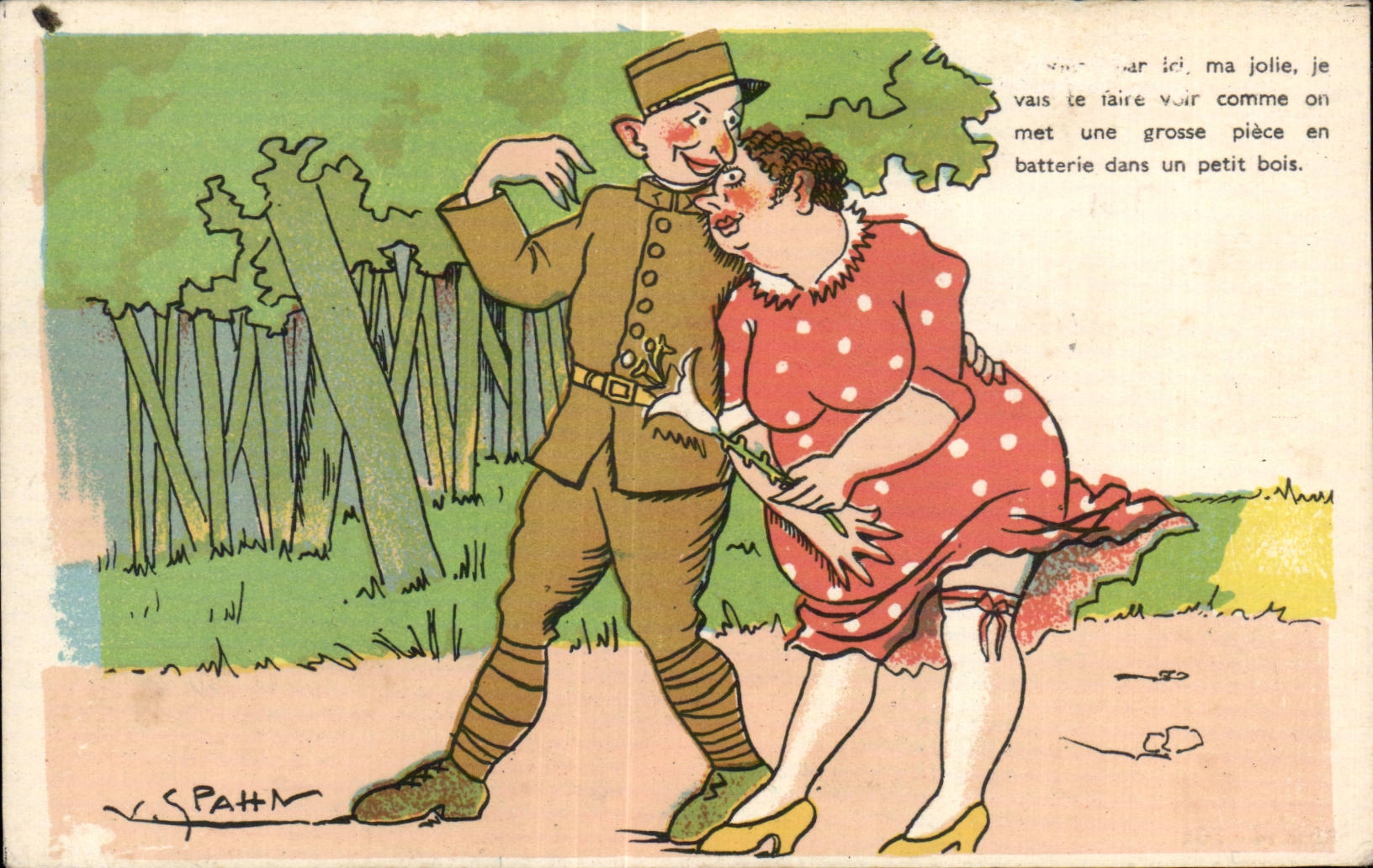 CPA Fantaisie Humour Militaria Spahn 