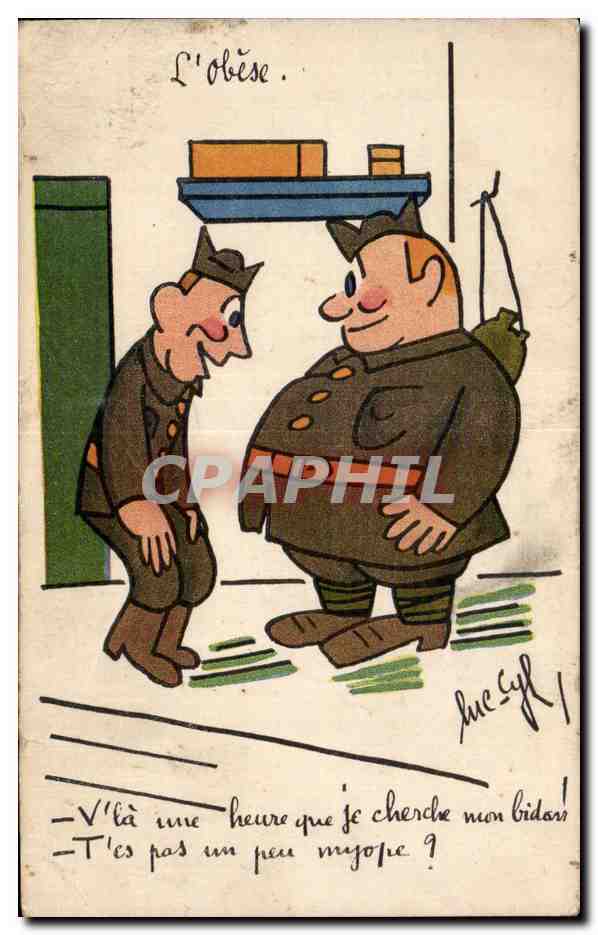 CPA Fantaisie Humour Militaria L obese
