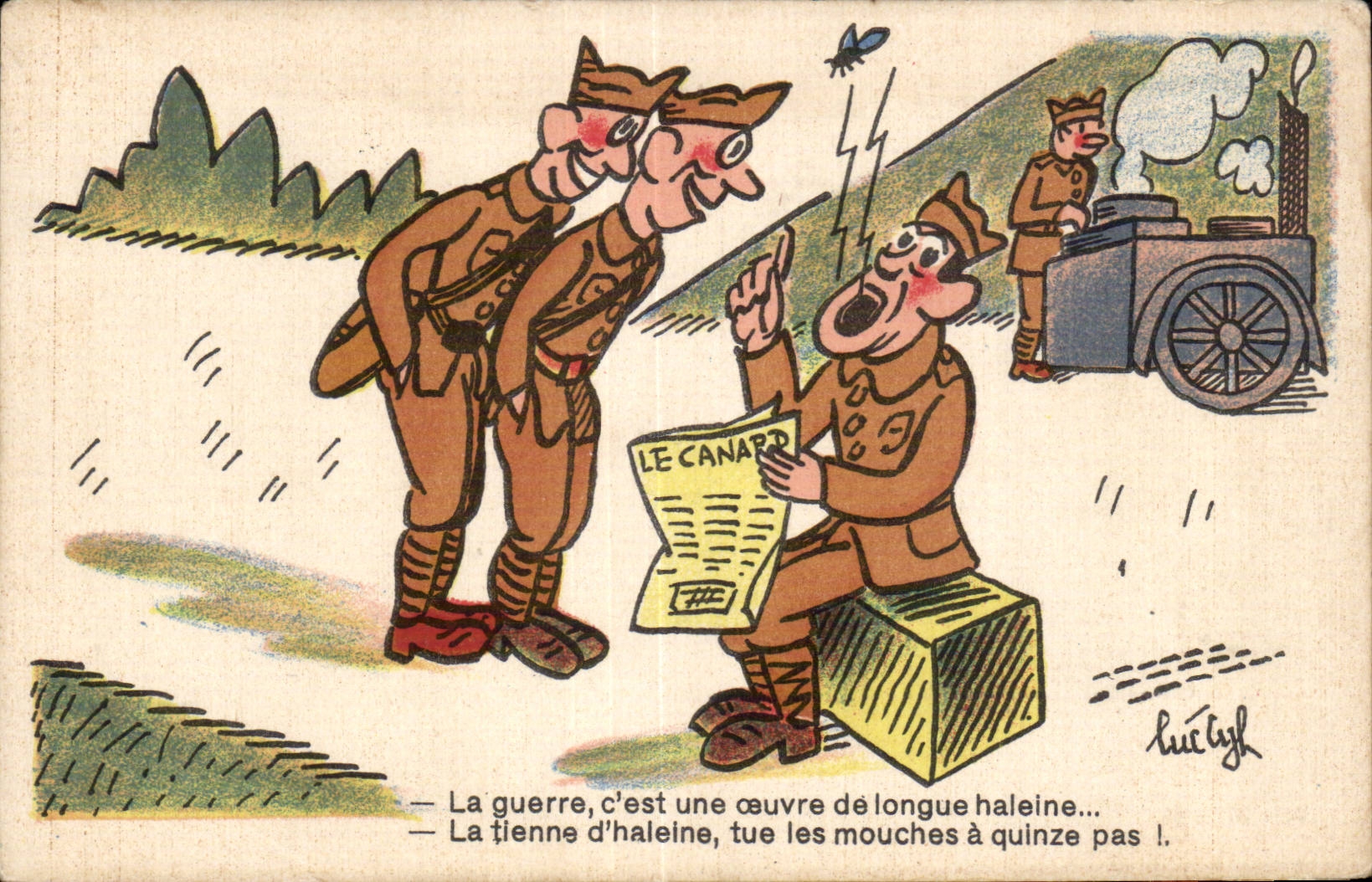 Soldats et journal satirique — caricature de la guerre — P-C Paris, Série M - 44