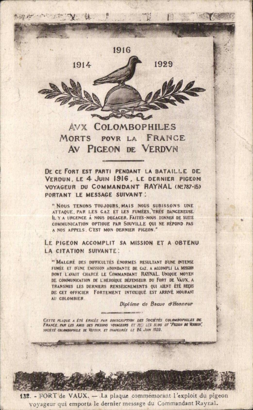 CPA Fantaisie Militaria Aux colombophiles morts pour la France Pigeon de Verdun Colombe