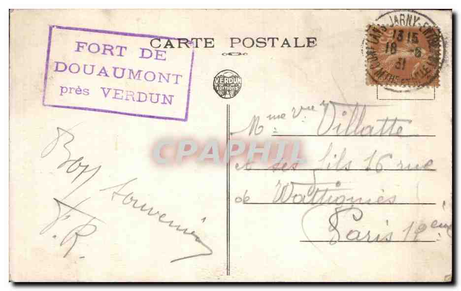 CPA Fantaisie Militaria Aux colombophiles morts pour la France Pigeon de Verdun Colombe — Achterkant