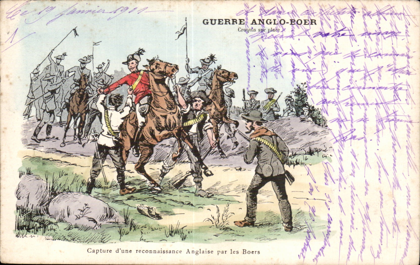 Capture d'une reconnaissance Anglaise par les Boers — Guerre Anglo-Boer — L'H. & C., Paris