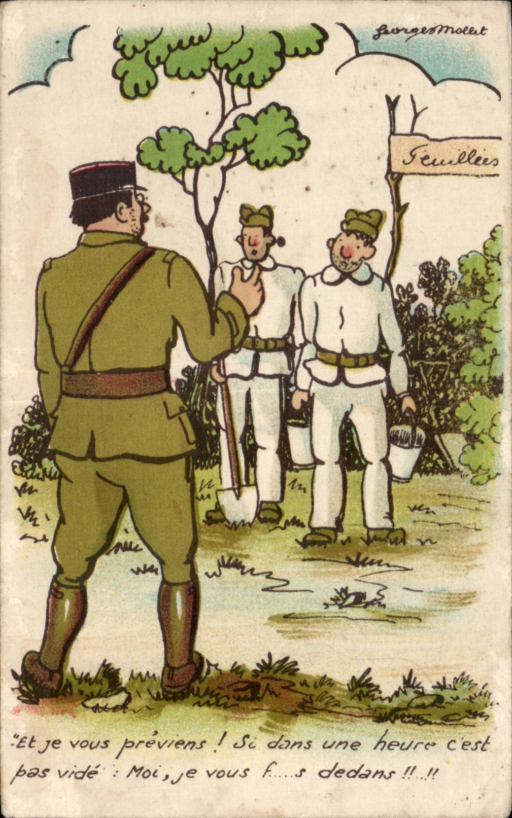 Soldats en chantier — scène humoristique — Georges Mollet, Comique Militaire n°17