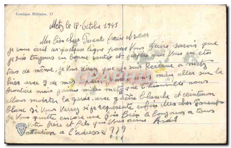 Soldats en chantier — scène humoristique — Georges Mollet, Comique Militaire n°17 — Verso