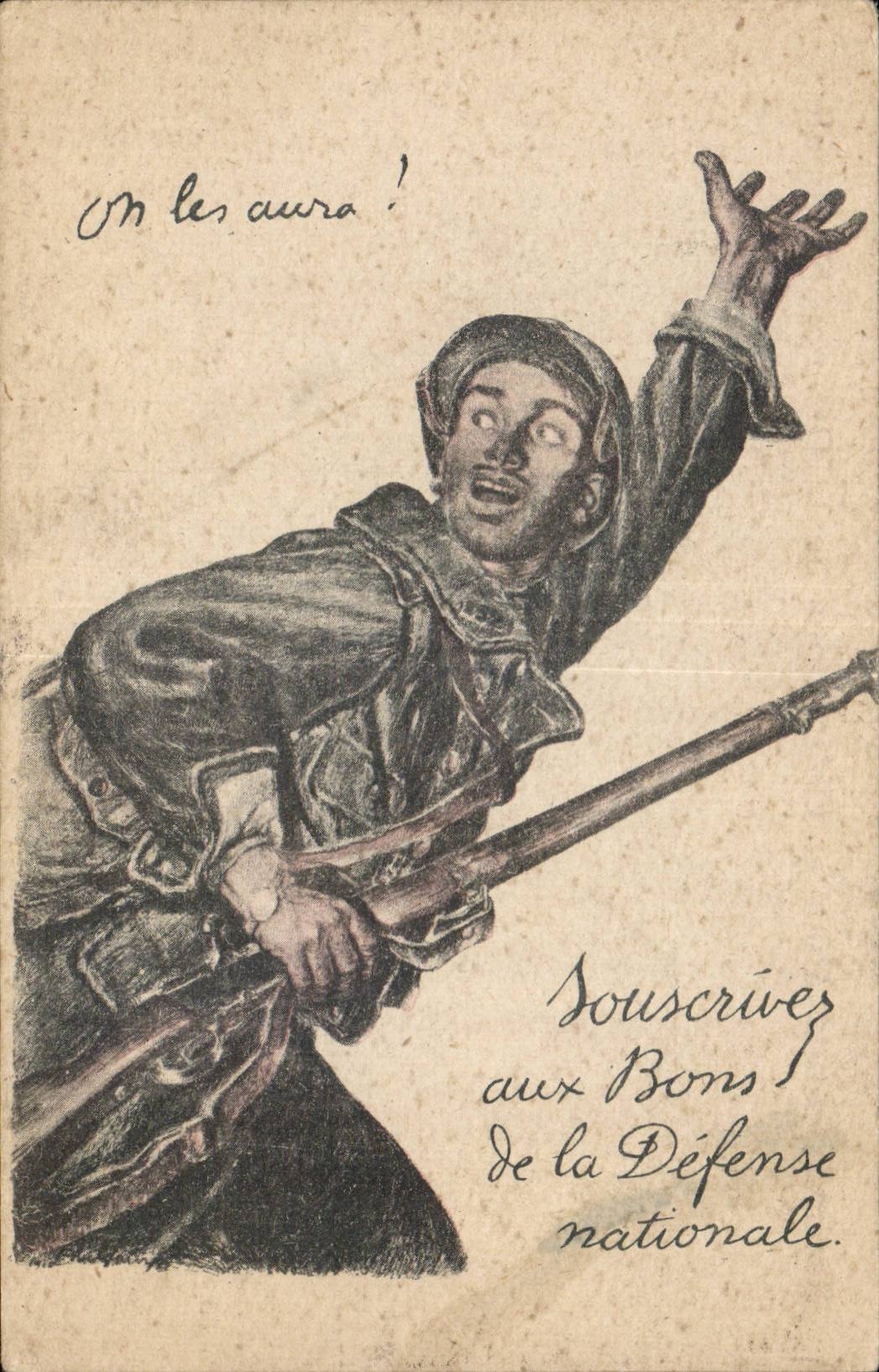 CPA Fantaisie Militaria Souscrivez aux bons de la defense nationale