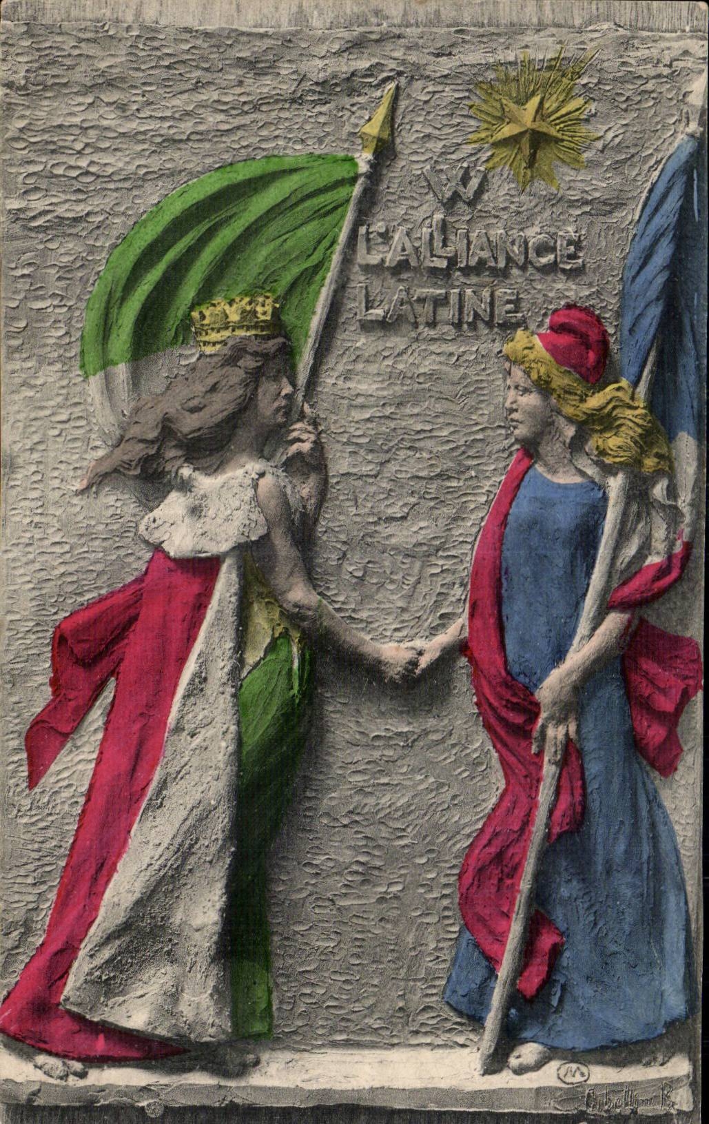CPA Fantaisie Militaria L alliance Latine France Italie 