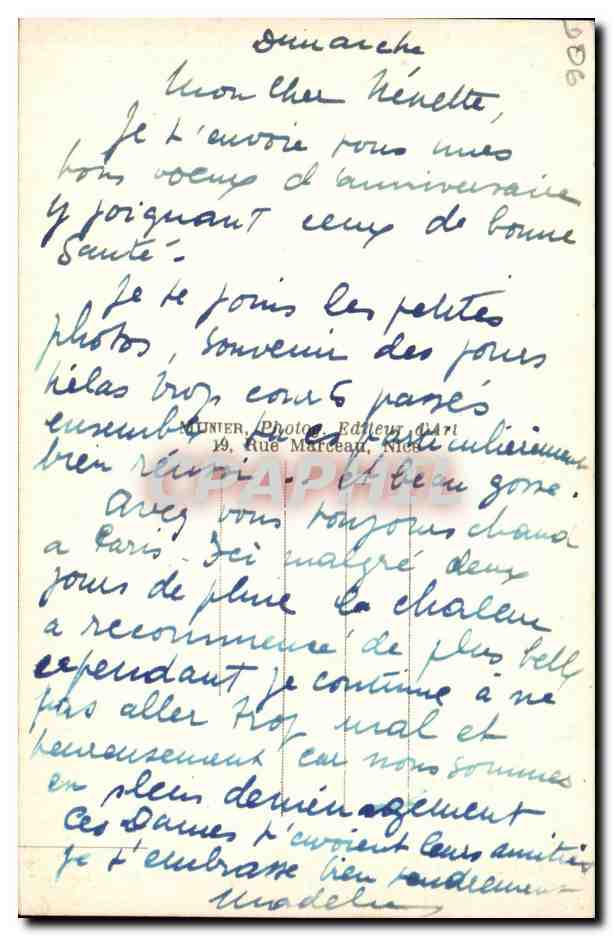 Nice - Vue sur Cimiez et les Hotels - CPA  — Rückseite
