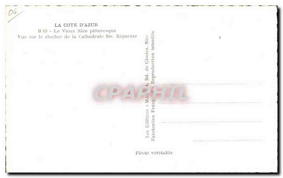 Nice - Le Vieux Nice Pittoresque - Ste Reparate - CPA  — Verso