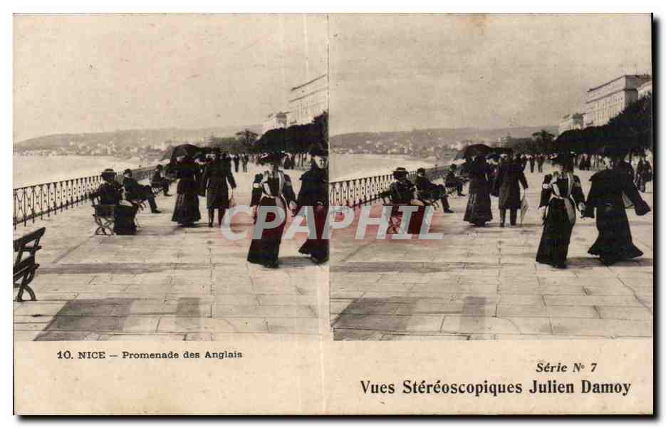 Nice - Promenade des Anglais - Vue Stereoscopique - Julien Damoy - CPA 