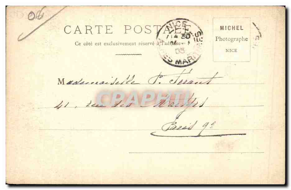 Nice - Hotel de Nice - CPA  — Rückseite