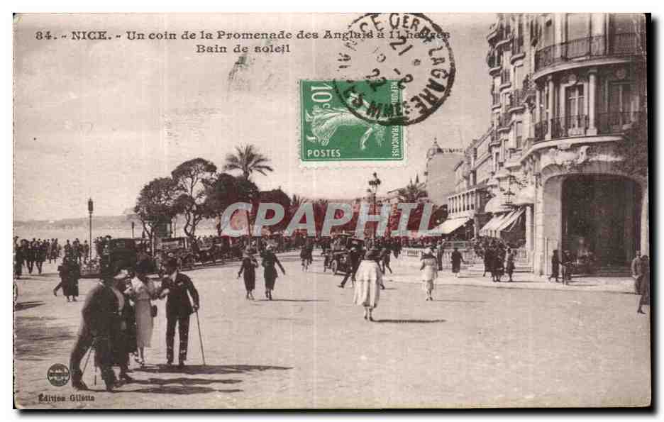 Nice - Un Coin de la Promenade des Anglais - Bain de Soleil - CPA
