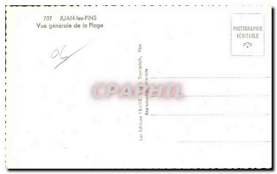 Juan les Pins - Vue Generale de la Plage - CPA — Rückseite