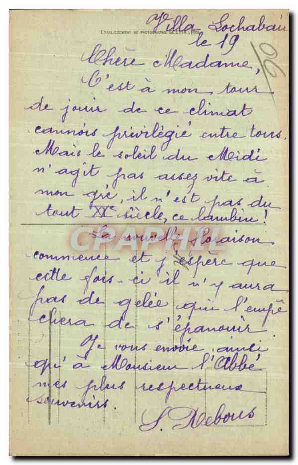 CANNES - Vue prise entre les Palmiers - Éditions Gélin — Rückseite