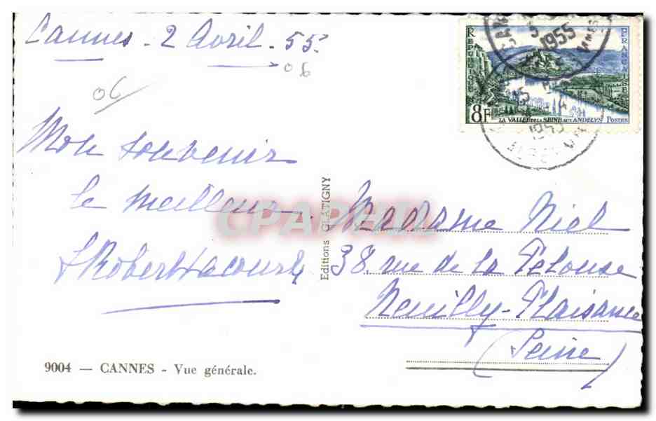 Cannes - Vue Generale - CPA — Verso